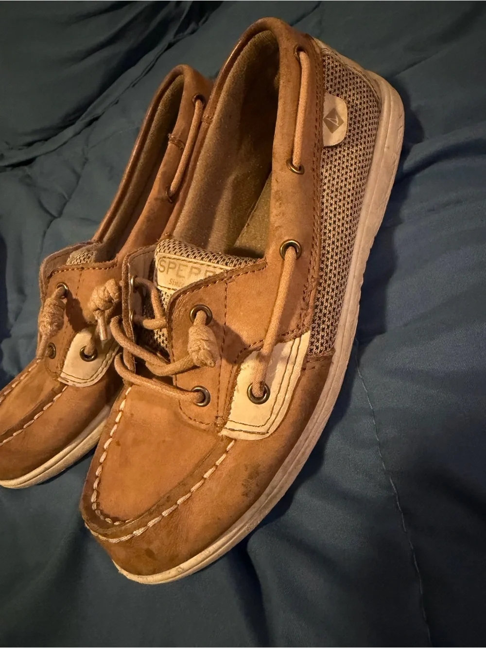 Sperry Men’s Tan Suede Mesh Boat Shoes